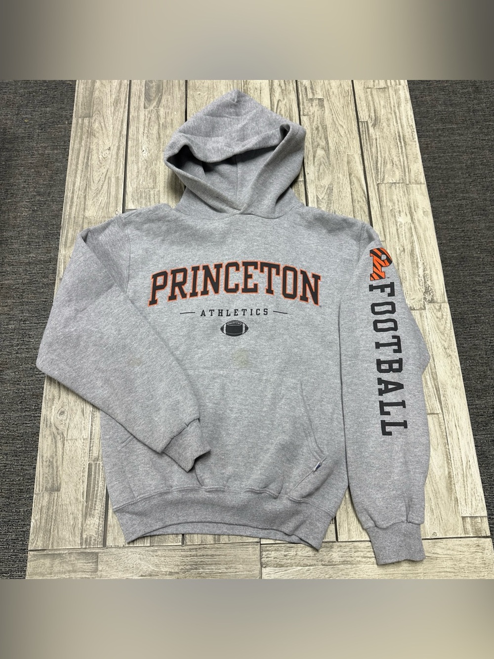 Vintage 90s Russell Athletic Princeton Football Hoodie Sz Small Grey